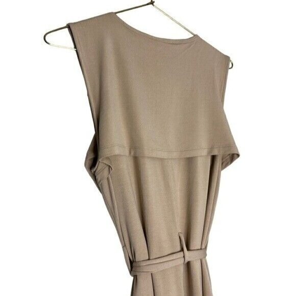 LISA Rinna Collection French Terry Duster Vest Size Small Belted Oatmeal - Picture 6 of 12